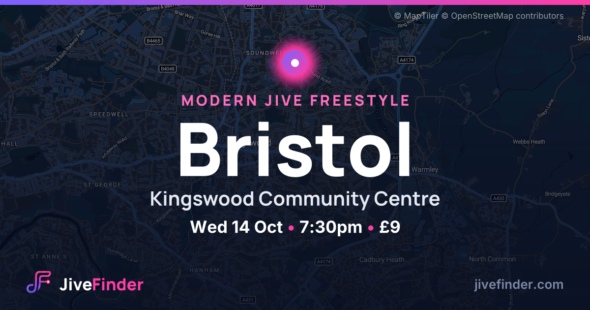 Modern Jive freestyle at Kingswood Community Centre, Bristol — Wed 14 Oct, 7:30pm, £9