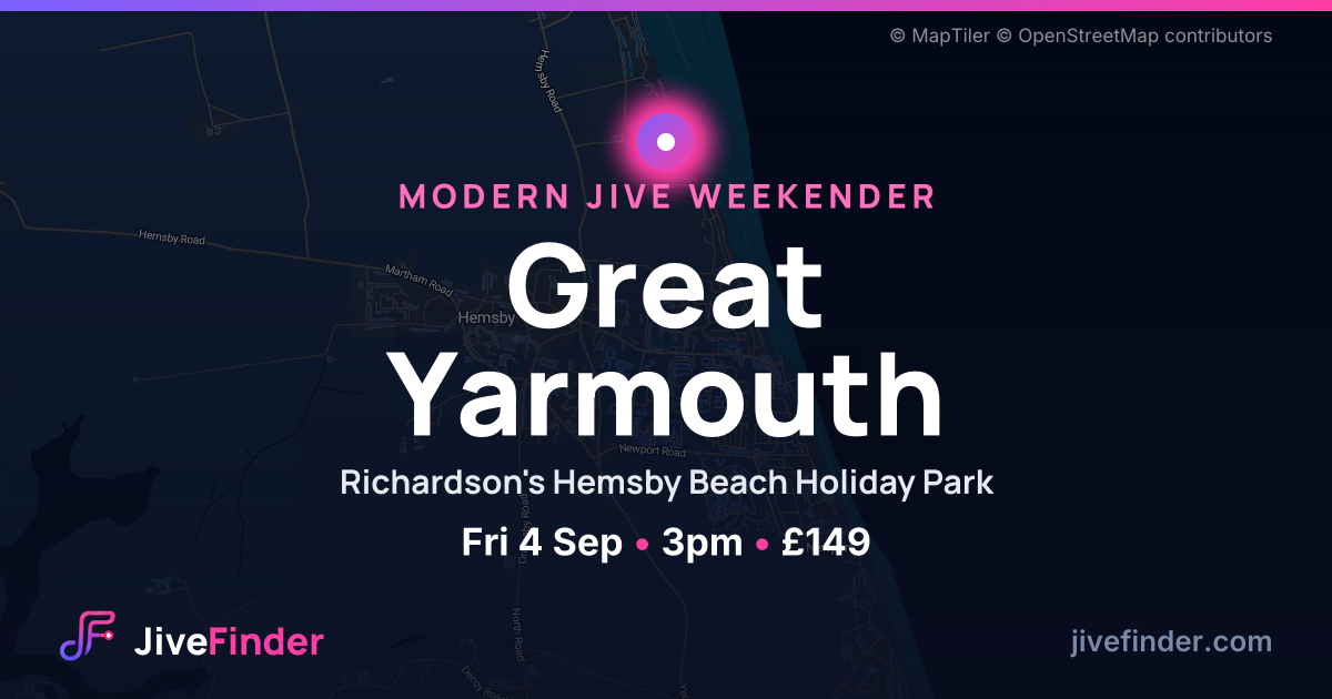 Modern Jive weekender at Richardson's Hemsby Beach Holiday Park, Great Yarmouth — Fri 4 Sep, 3pm, £149