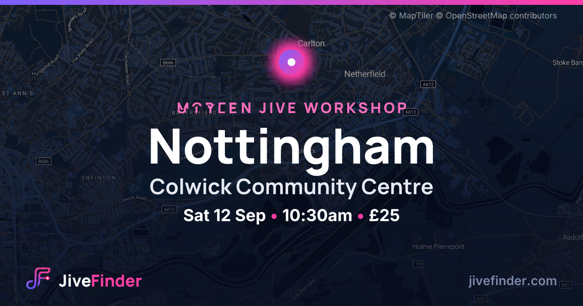 Modern Jive workshop at Colwick Community Centre, Nottingham — Sat 12 Sep, 10:30am, £25