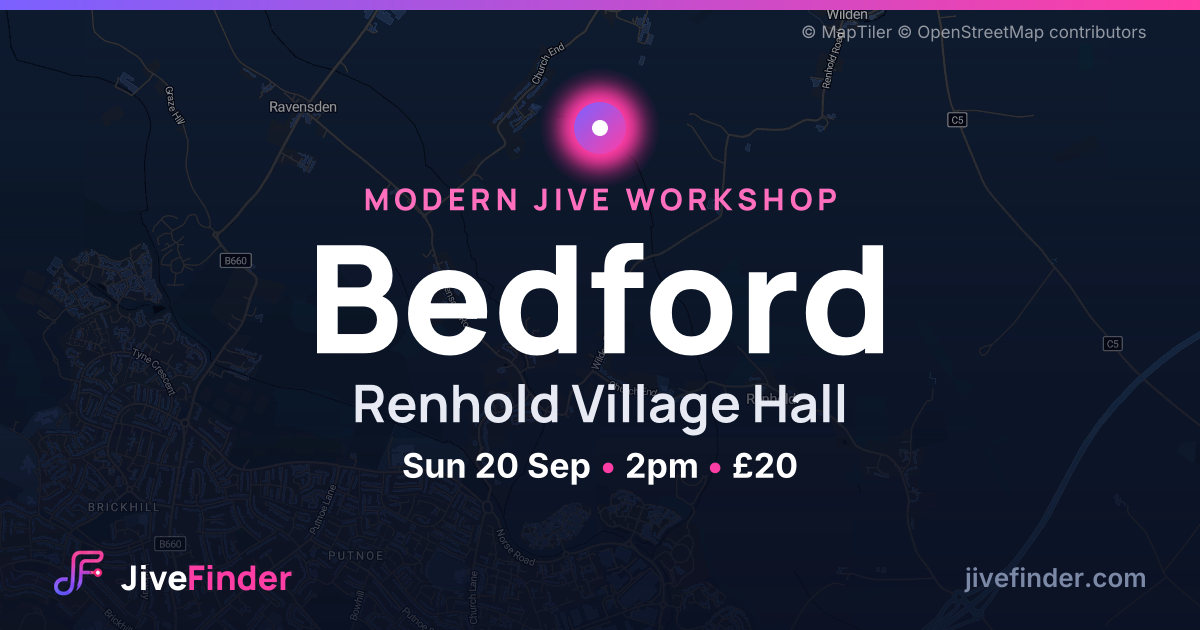 Modern Jive workshop at Renhold Village Hall, Bedford — Sun 20 Sep, 2pm, £20