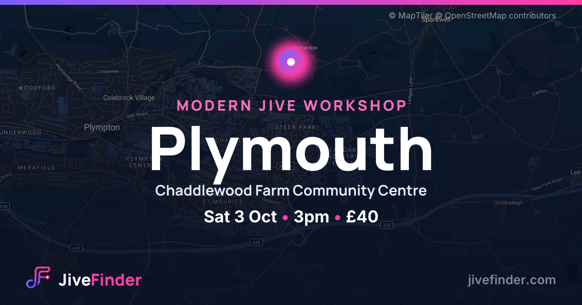 Modern Jive workshop at Chaddlewood Farm Community Centre, Plymouth — Sat 3 Oct, 3pm, £40
