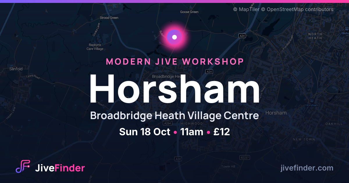 Modern Jive workshop at Broadbridge Heath Village Centre, Horsham — Sun 18 Oct, 11am, £12