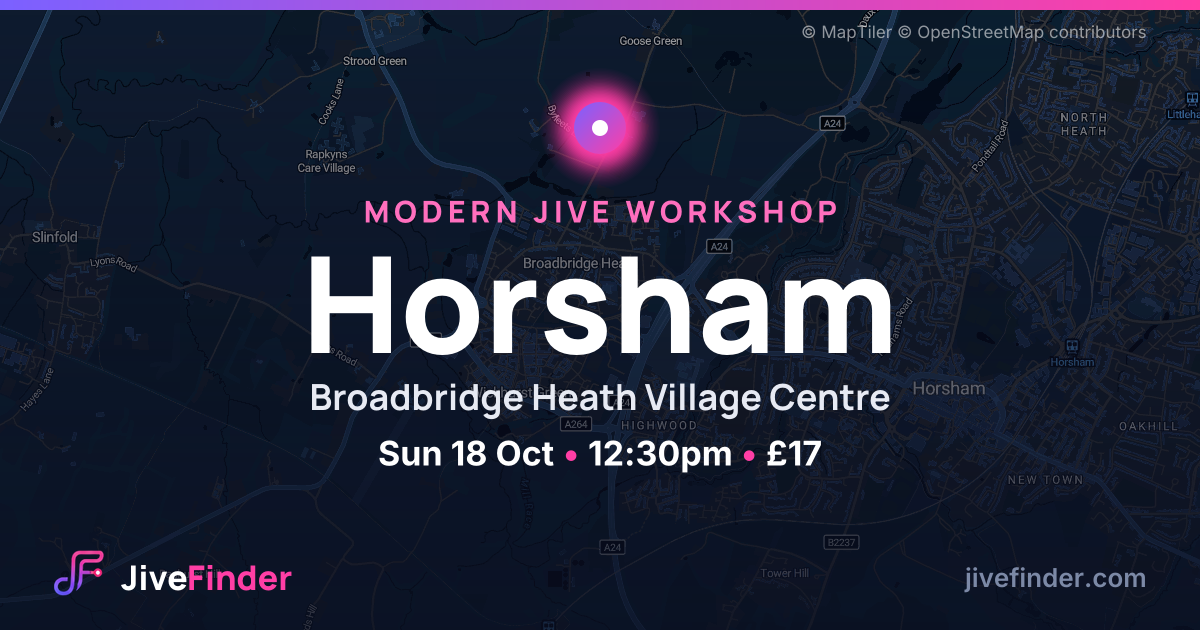 Modern Jive workshop at Broadbridge Heath Village Centre, Horsham — Sun 18 Oct, 12:30pm, £17
