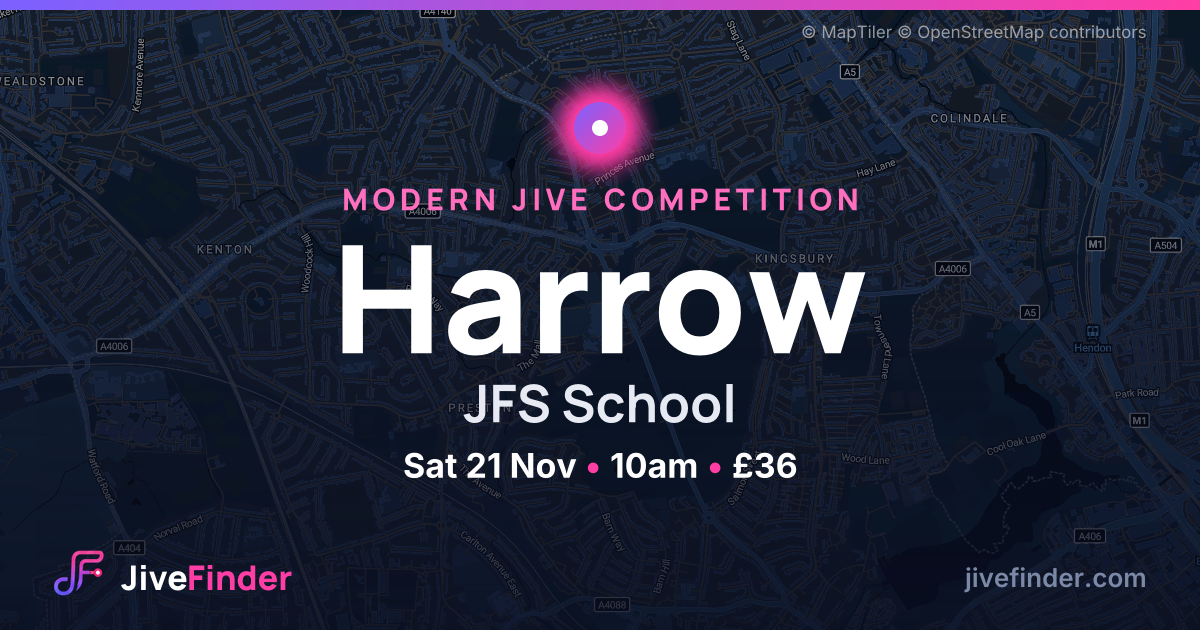 Modern Jive competition at JFS School, Harrow — Sat 21 Nov, 10am, £36