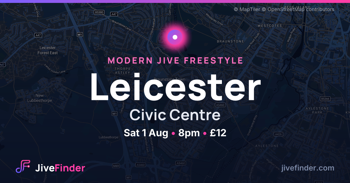 Modern Jive freestyle at Civic Centre, Leicester — Sat 1 Aug, 8pm, £12