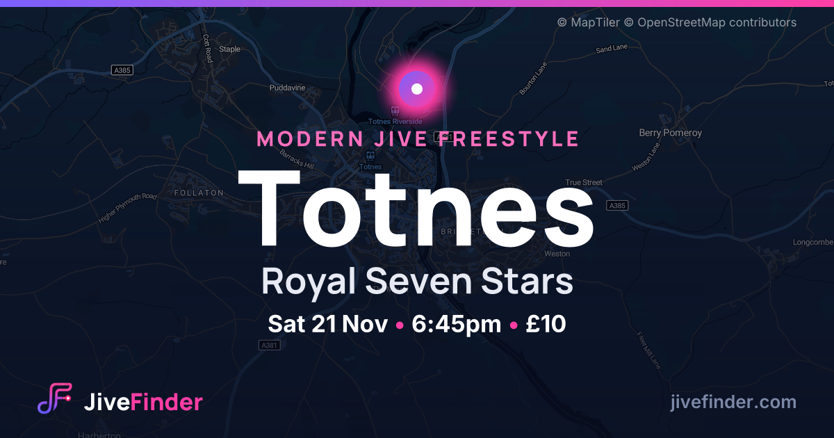 Modern Jive freestyle at Royal Seven Stars, Totnes — Sat 21 Nov, 6:45pm, £10