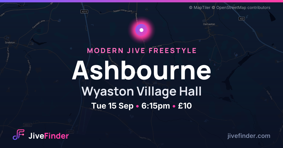 Modern Jive freestyle at Wyaston Village Hall, Ashbourne — Tue 15 Sep, 6:15pm, £10