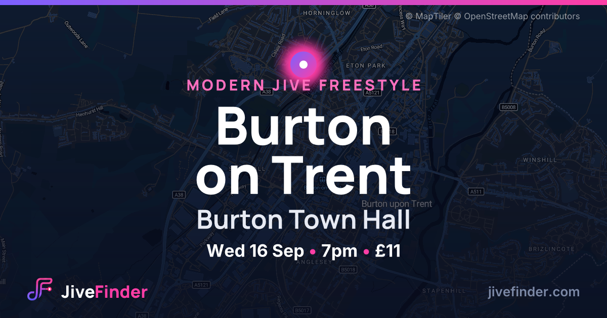Modern Jive freestyle at Burton Town Hall, Burton on Trent — Wed 16 Sep, 7pm, £11