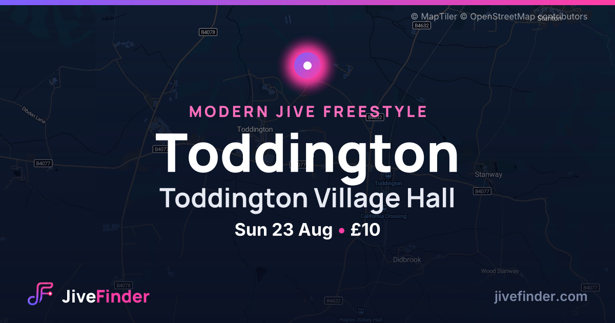Modern Jive freestyle at Toddington Village Hall, Toddington — Sun 23 Aug, £10