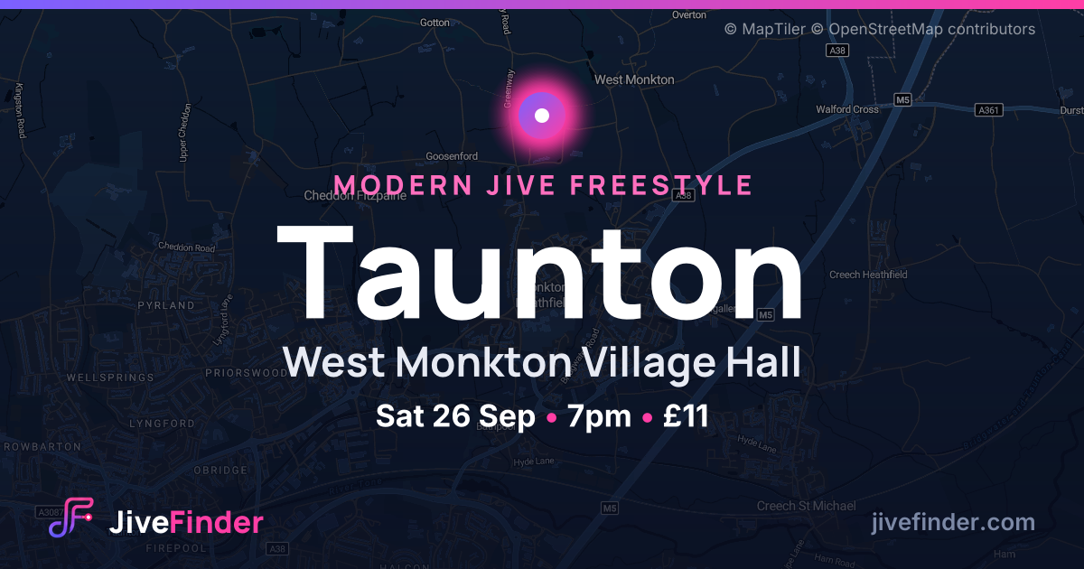 Modern Jive freestyle at West Monkton Village Hall, Taunton — Sat 26 Sep, 7pm, £11
