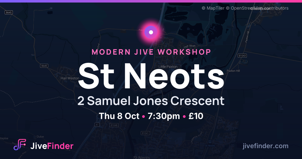 Modern Jive workshop at 2 Samuel Jones Crescent, St Neots — Thu 8 Oct, 7:30pm, £10