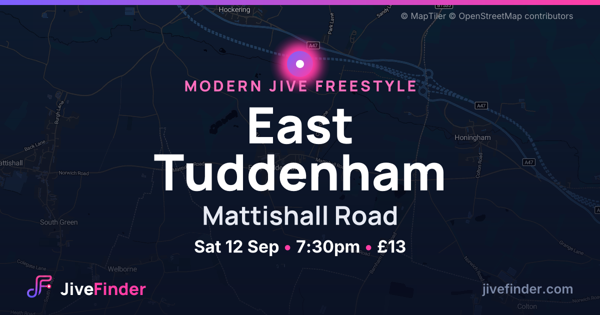 Modern Jive freestyle at Mattishall Road, East Tuddenham — Sat 12 Sep, 7:30pm, £13