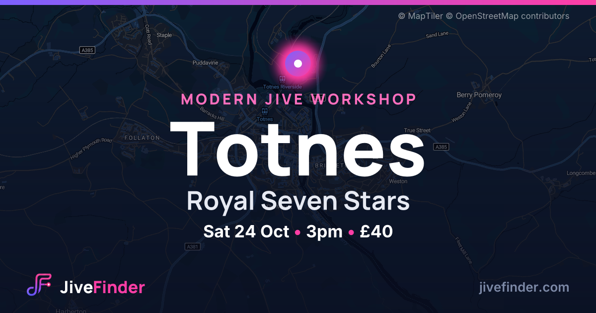 Modern Jive workshop at Royal Seven Stars, Totnes — Sat 24 Oct, 3pm, £40