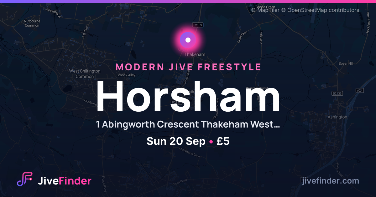 Modern Jive freestyle at 1 Abingworth Crescent Thakeham West Sussex, Horsham — Sun 20 Sep, £5