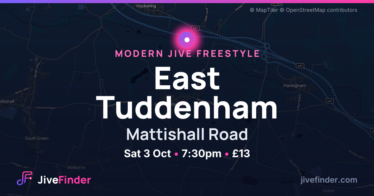 Modern Jive freestyle at Mattishall Road, East Tuddenham — Sat 3 Oct, 7:30pm, £13