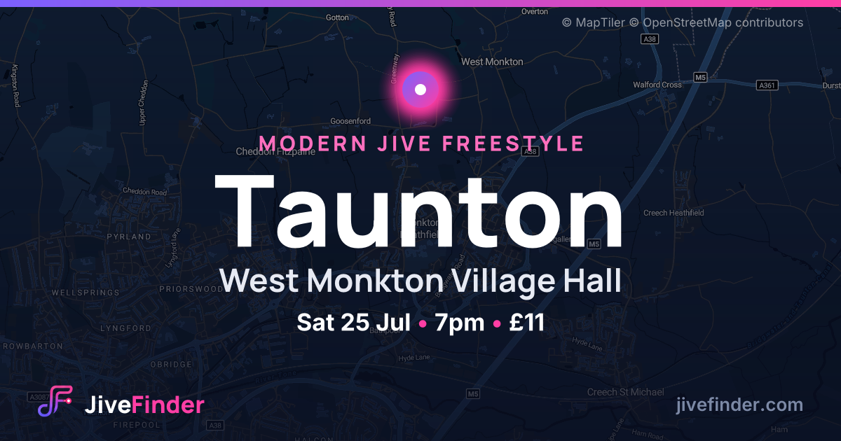 Modern Jive freestyle at West Monkton Village Hall, Taunton — Sat 25 Jul, 7pm, £11