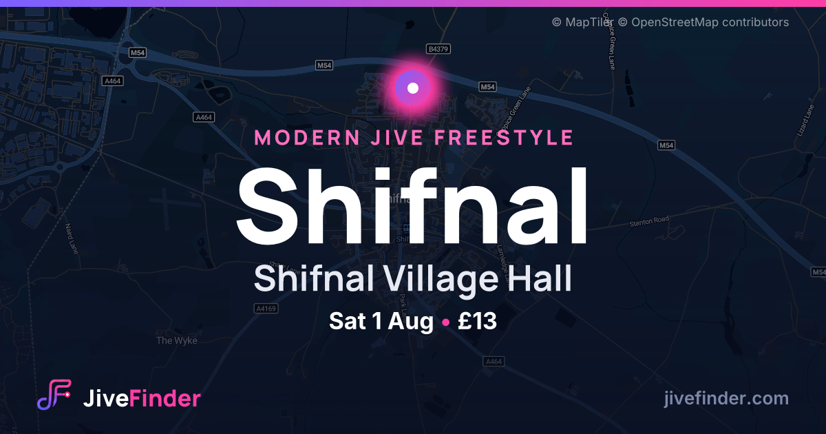 Modern Jive freestyle at Shifnal Village Hall, Shifnal — Sat 1 Aug, £13