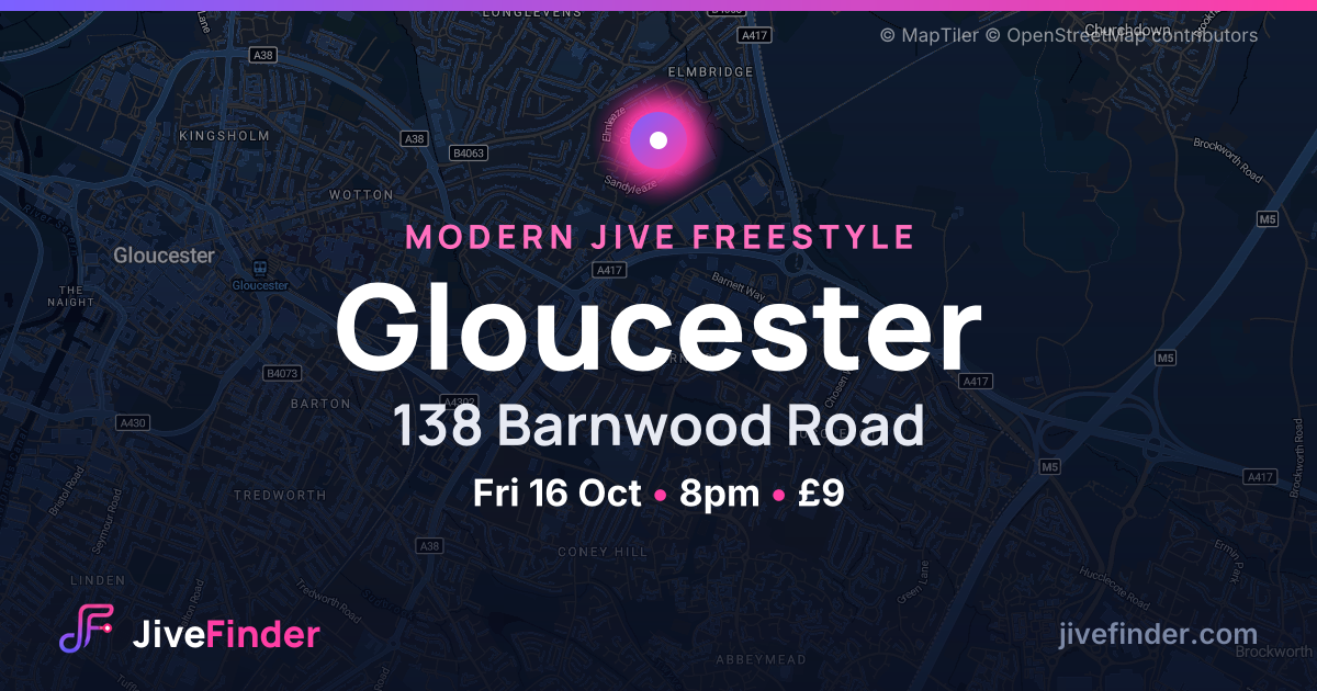 Modern Jive freestyle at 138 Barnwood Road, Gloucester — Fri 16 Oct, 8pm, £9