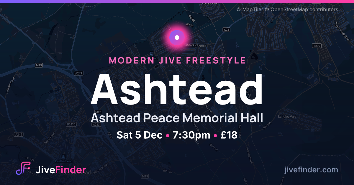 Modern Jive freestyle at Ashtead Peace Memorial Hall, Ashtead — Sat 5 Dec, 7:30pm, £18