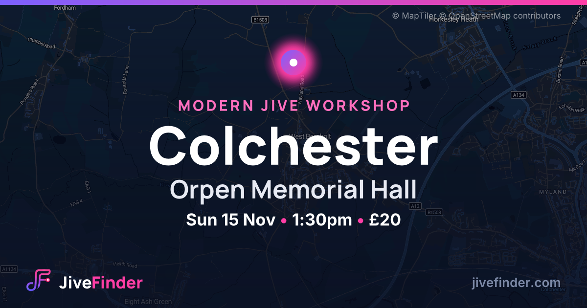 Modern Jive workshop at Orpen Memorial Hall, Colchester — Sun 15 Nov, 1:30pm, £20