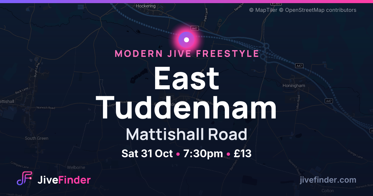 Modern Jive freestyle at Mattishall Road, East Tuddenham — Sat 31 Oct, 7:30pm, £13