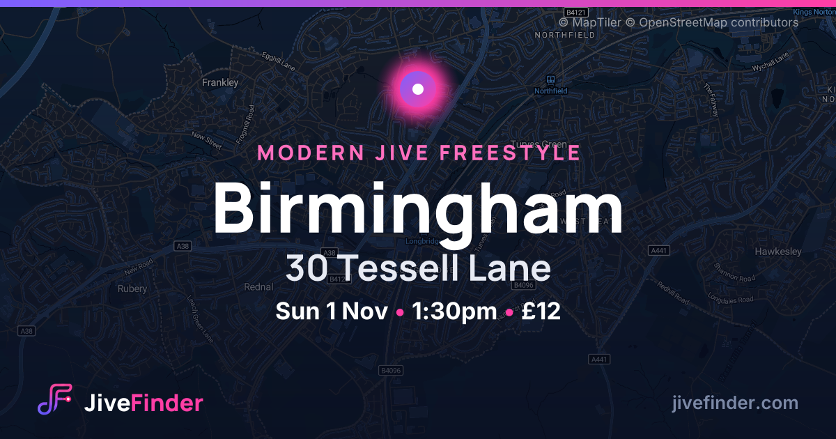 Modern Jive freestyle at 30 Tessell Lane, Birmingham — Sun 1 Nov, 1:30pm, £12