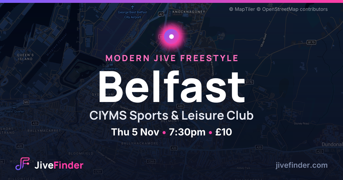 Modern Jive freestyle at CIYMS Sports & Leisure Club, Belfast — Thu 5 Nov, 7:30pm, £10