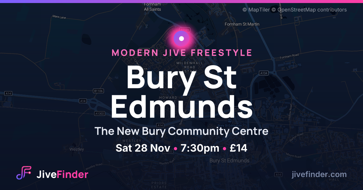 Modern Jive freestyle at The New Bury Community Centre, Bury St Edmunds — Sat 28 Nov, 7:30pm, £14