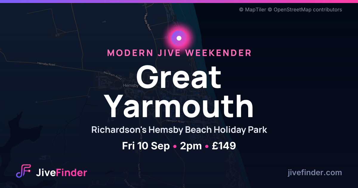 Modern Jive weekender at Richardson's Hemsby Beach Holiday Park, Great Yarmouth — Fri 10 Sep, 2pm, £149