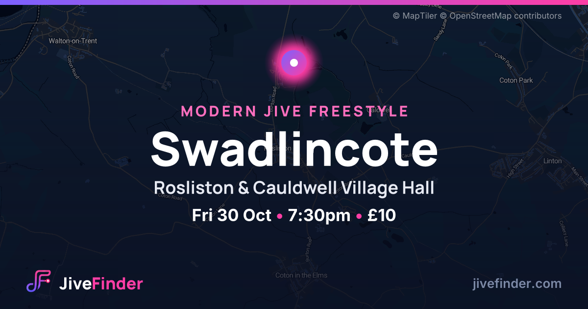 Modern Jive freestyle at Rosliston & Cauldwell Village Hall, Swadlincote — Fri 30 Oct, 7:30pm, £10