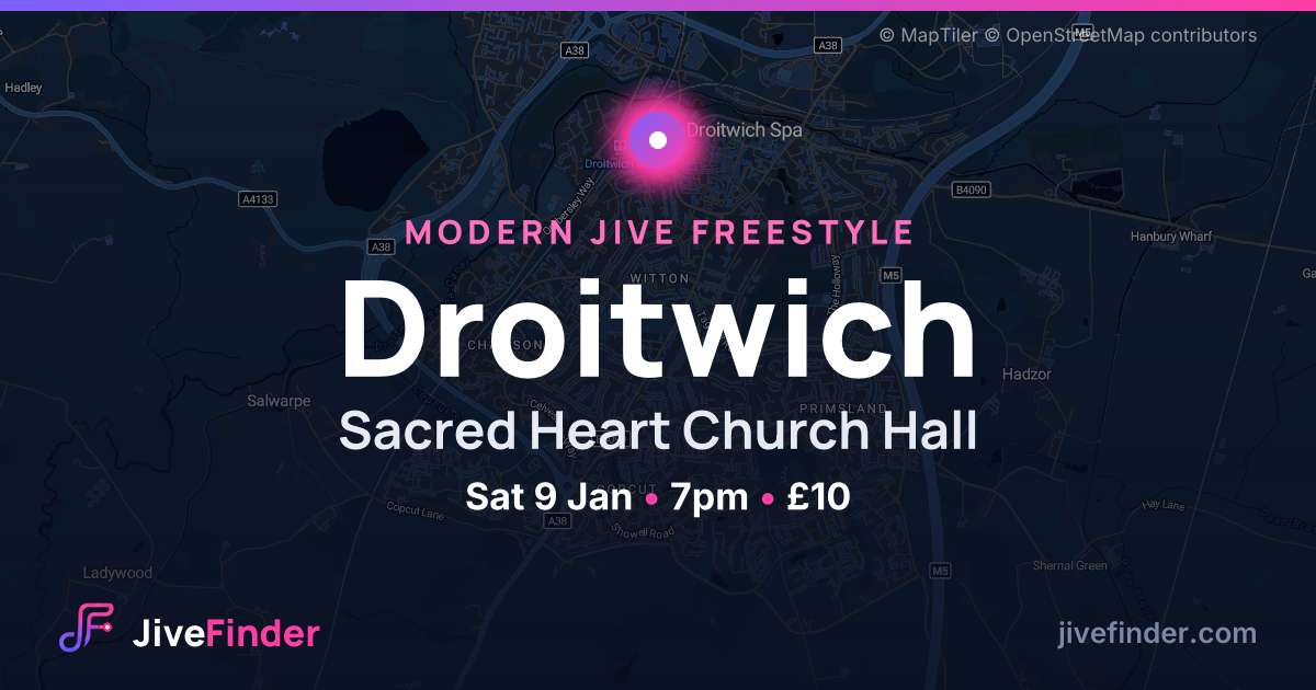 Modern Jive freestyle at Sacred Heart Church Hall, Droitwich — Sat 9 Jan, 7pm, £10