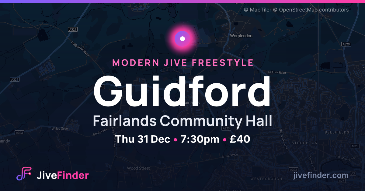 Modern Jive freestyle at Fairlands Community Hall, Guidford — Thu 31 Dec, 7:30pm, £40