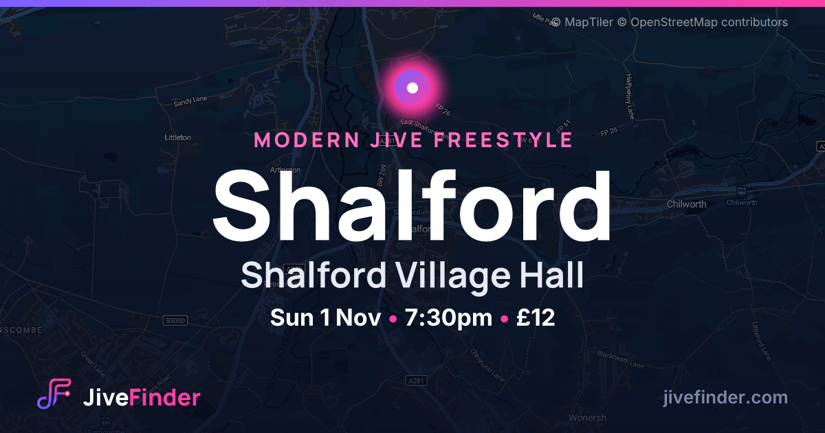 Modern Jive freestyle at Shalford Village Hall, Shalford — Sun 1 Nov, 7:30pm, £12