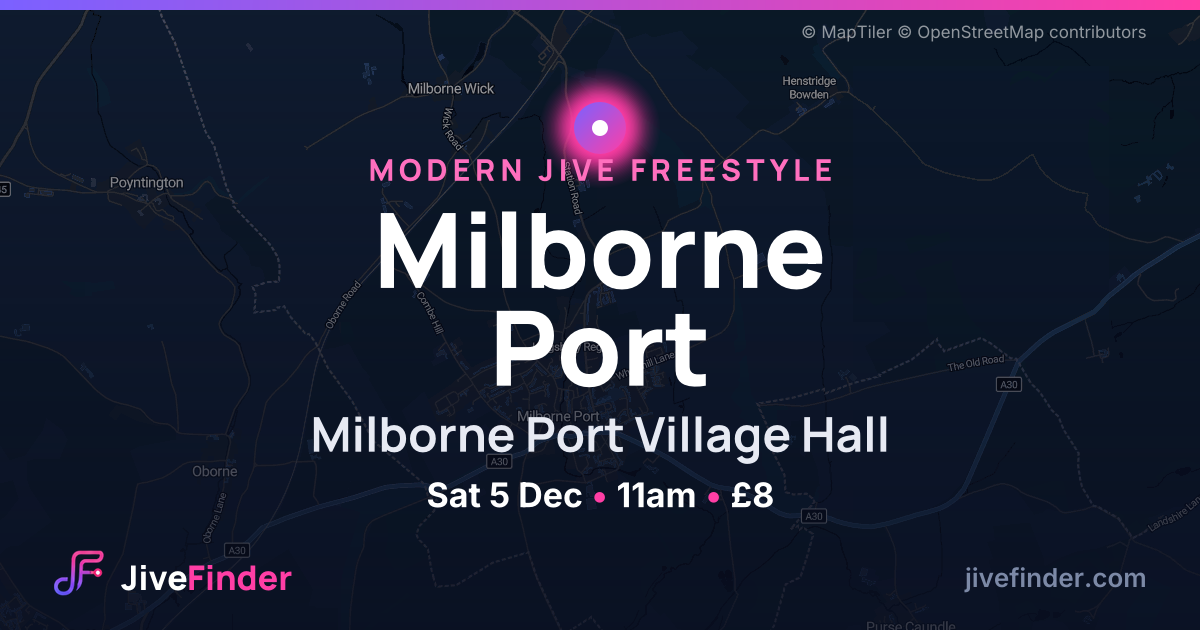 Modern Jive freestyle at Milborne Port Village Hall, Milborne Port — Sat 5 Dec, 11am, £8