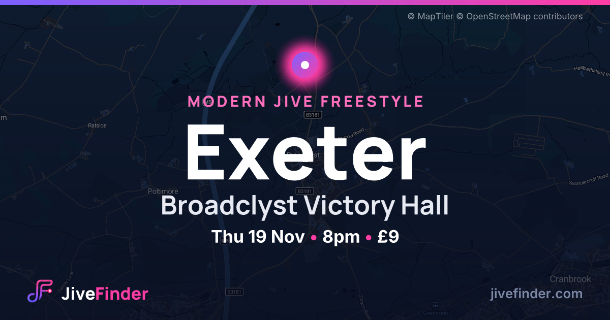 Modern Jive freestyle at Broadclyst Victory Hall, Exeter — Thu 19 Nov, 8pm, £9