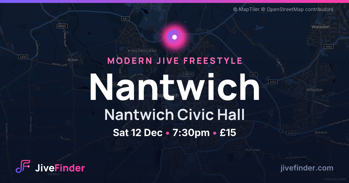 Modern Jive freestyle at Nantwich Civic Hall, Nantwich — Sat 12 Dec, 7:30pm, £15