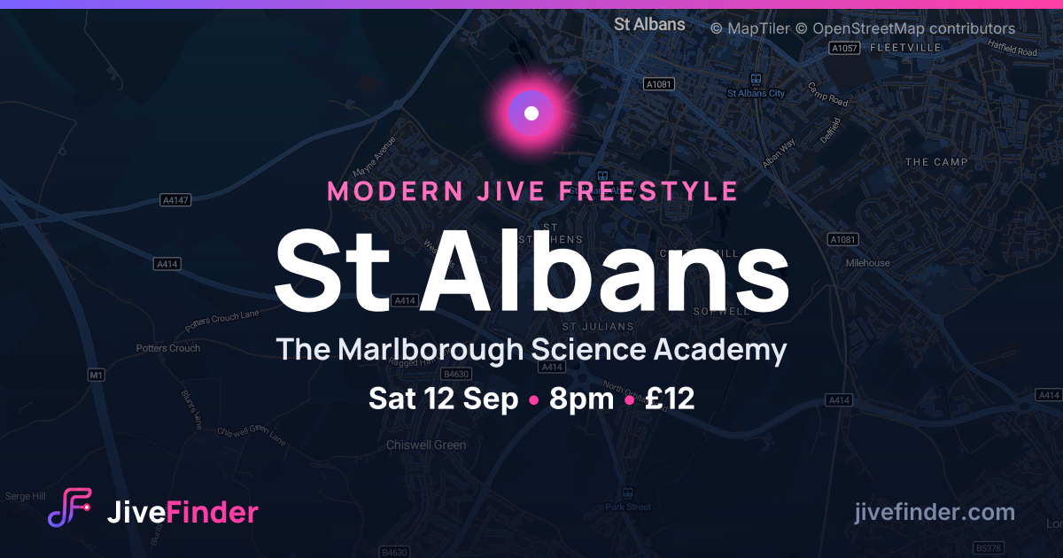 Modern Jive freestyle at The Marlborough Science Academy, St Albans — Sat 12 Sep, 8pm, £12