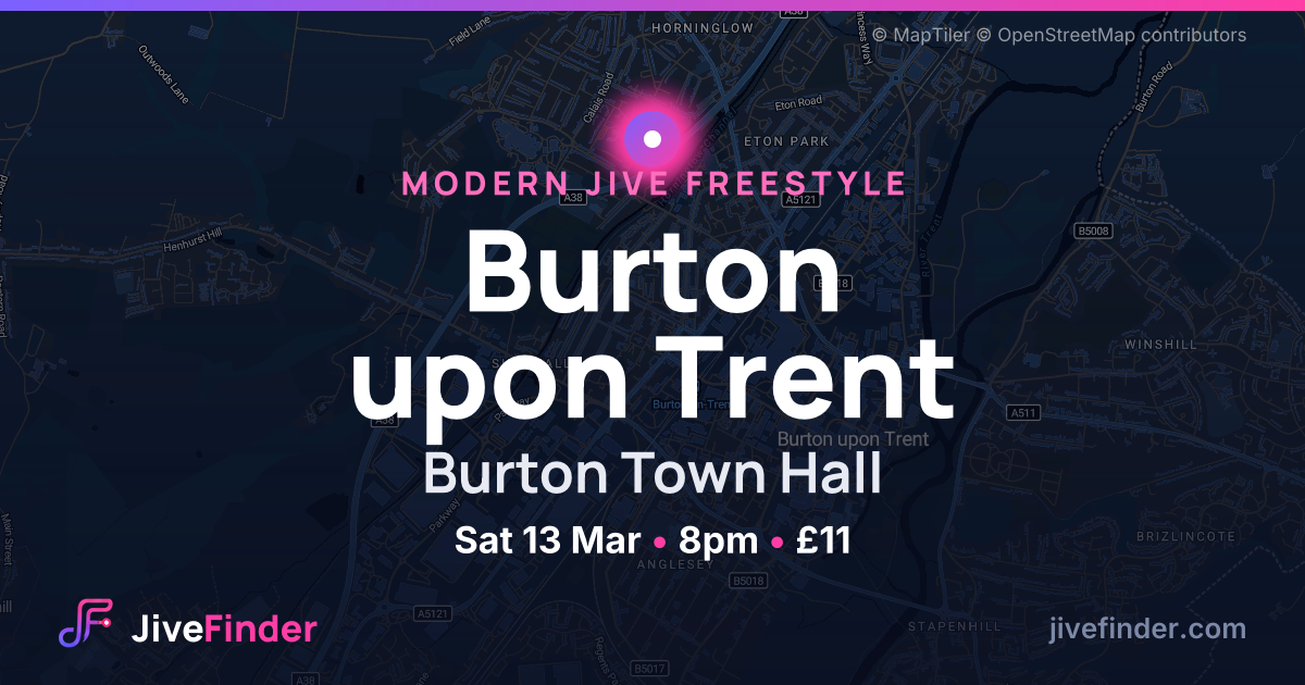 Modern Jive freestyle at Burton Town Hall, Burton upon Trent — Sat 13 Mar, 8pm, £11