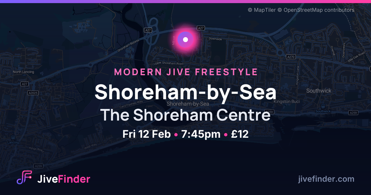 Modern Jive freestyle at The Shoreham Centre, Shoreham-by-Sea — Fri 12 Feb, 7:45pm, £12