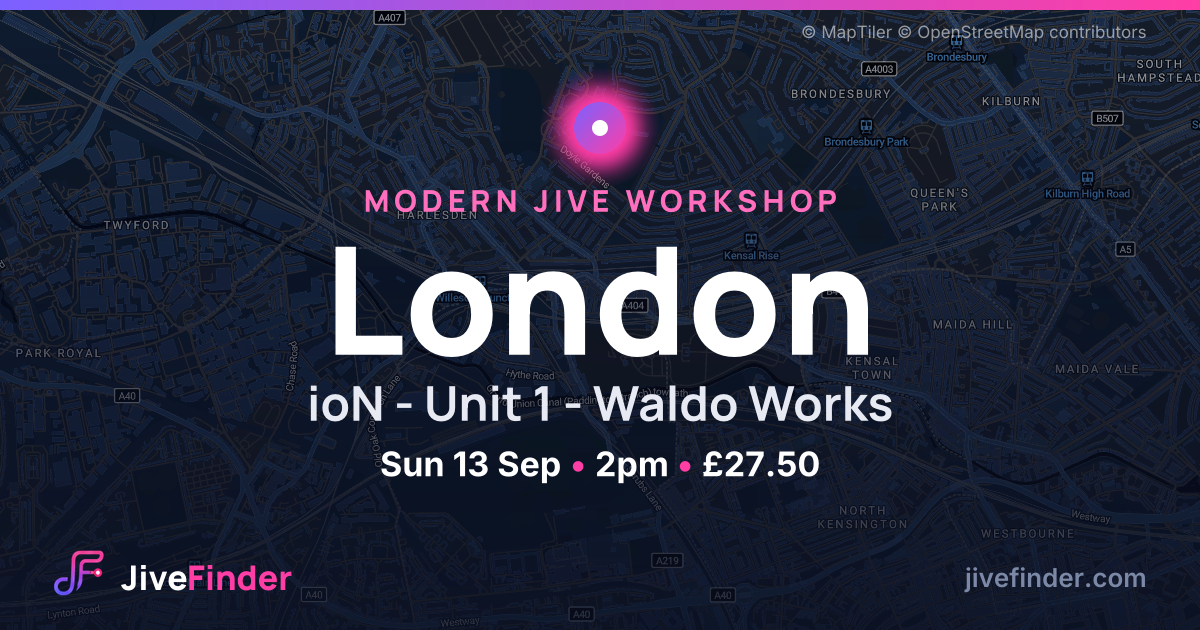 Modern Jive workshop at ioN - Unit 1 - Waldo Works, London — Sun 13 Sep, 2pm, £27.50